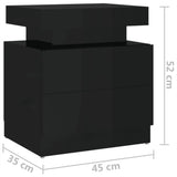 Bedside Cabinet High Gloss Black 45x35x52 cm Engineered Wood - Close-Up Angle