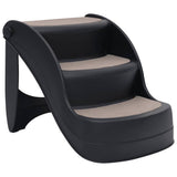 Folding 3-Step Dog Stairs Black - Front View