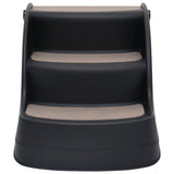 Folding 3-Step Dog Stairs Black - Side View