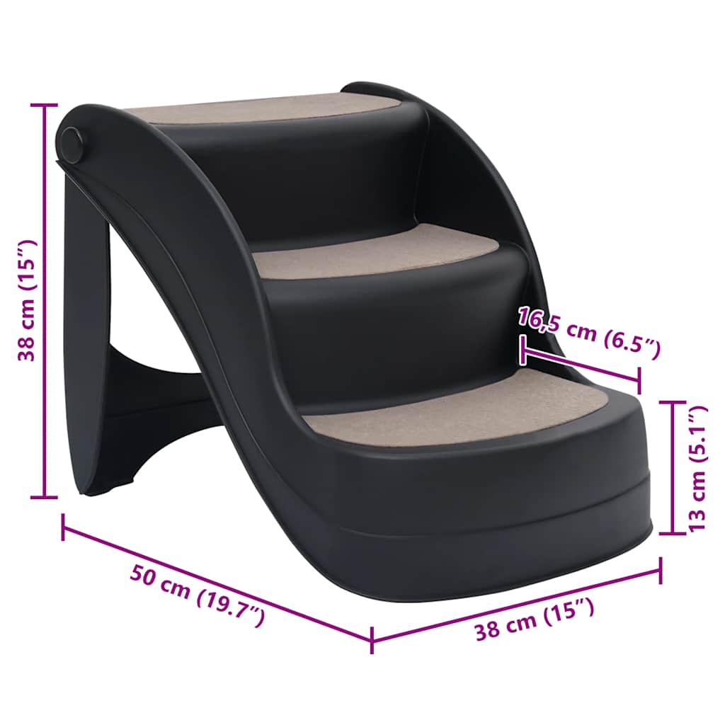 Folding 3-Step Dog Stairs Black