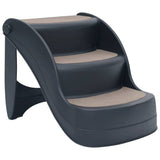 Folding 3-Step Dog Stairs Dark Grey - Front View