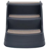 Folding 3-Step Dog Stairs Dark Grey - Side View