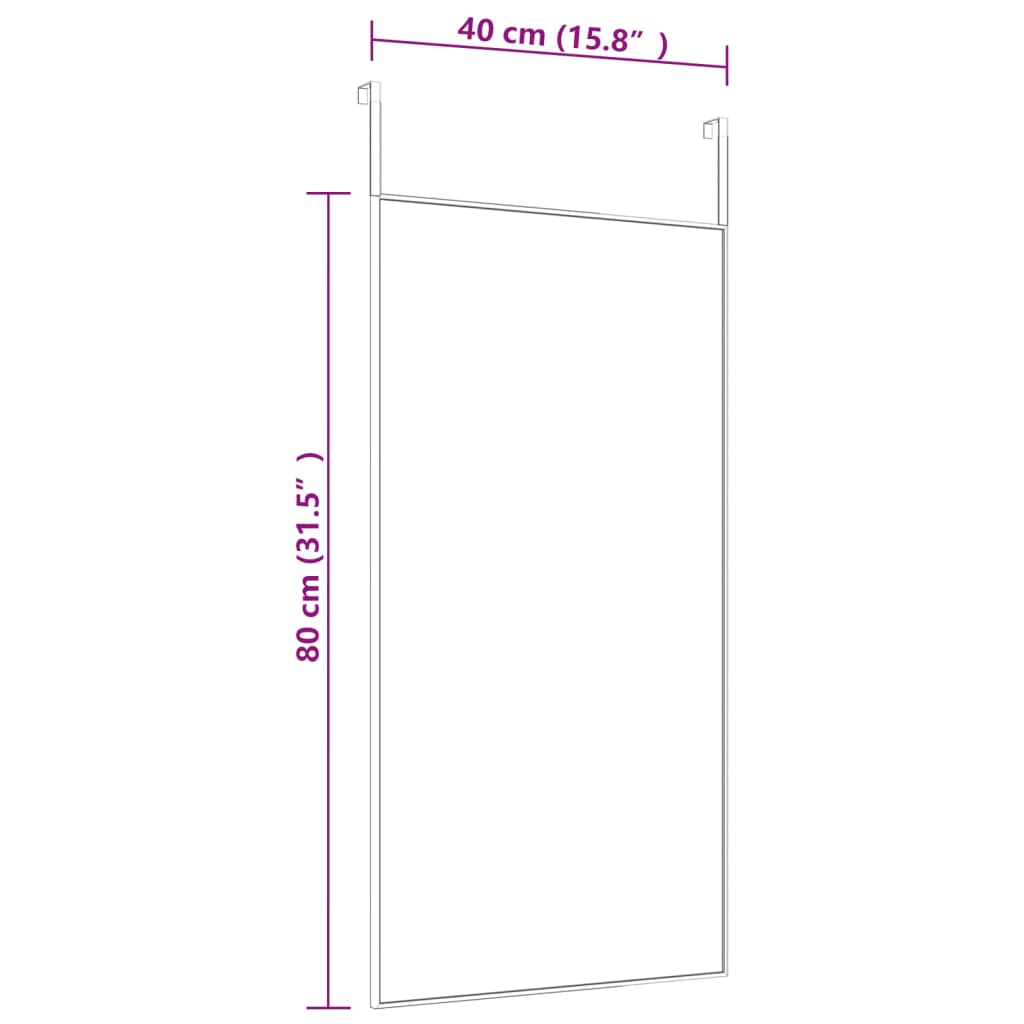 Door Mirror Black 40x80 cm Glass and Aluminium