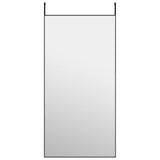 Door Mirror Black 50x100 cm Glass and Aluminium - Front View