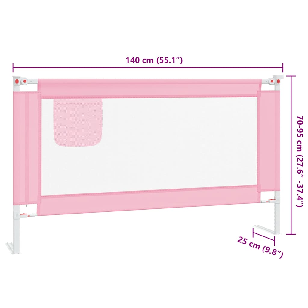 Toddler Safety Bed Rail Pink 140x25 cm Fabric