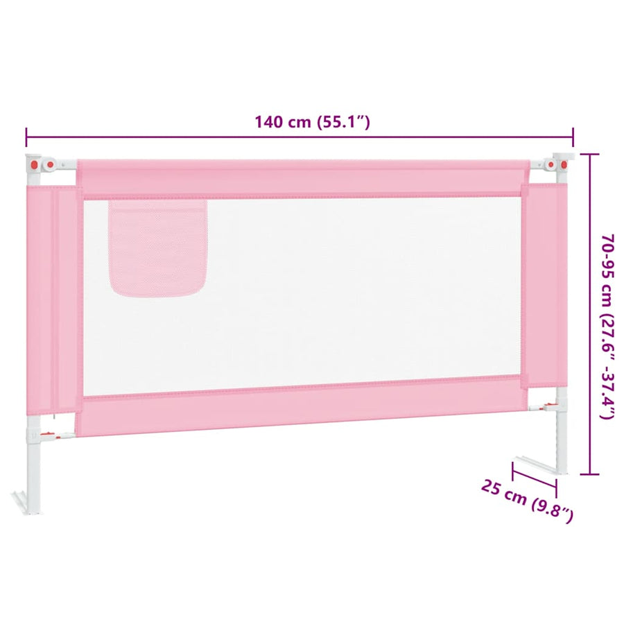 Toddler Safety Bed Rail Pink 140x25 cm Fabric