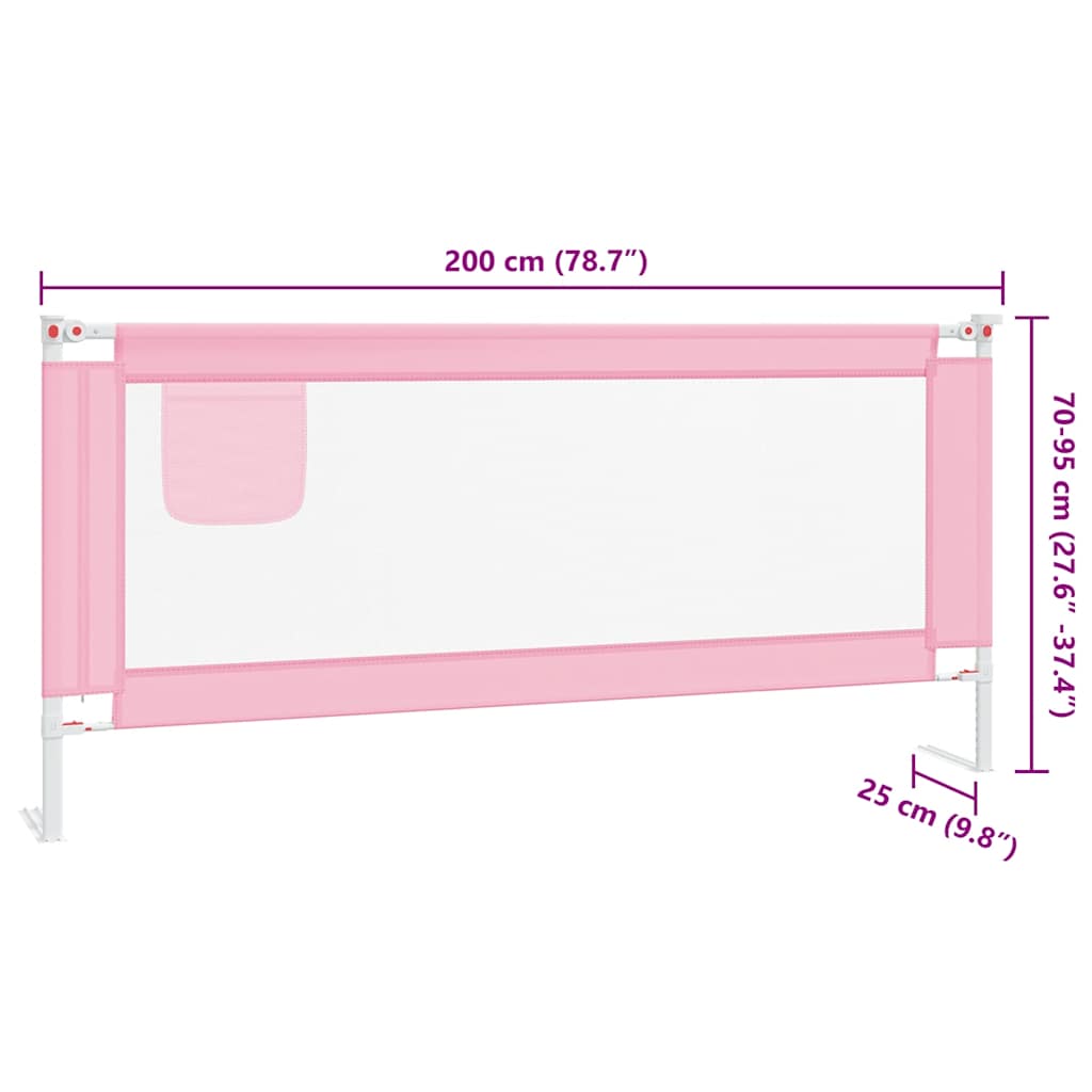 Toddler Safety Bed Rail Pink 200x25 cm Fabric