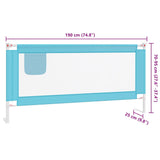Toddler Safety Bed Rail Blue 190x25 cm Fabric - Extra Image