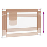 Toddler Safety Bed Rail Taupe 100x25 cm Fabric - Rear View