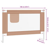 Toddler Safety Bed Rail Taupe 100x25 cm Fabric - Extra Image