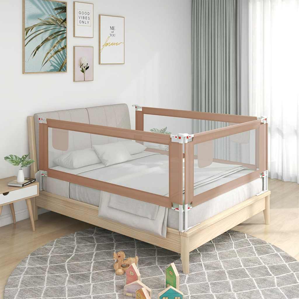 Toddler Safety Bed Rail Taupe 100x25 cm Fabric