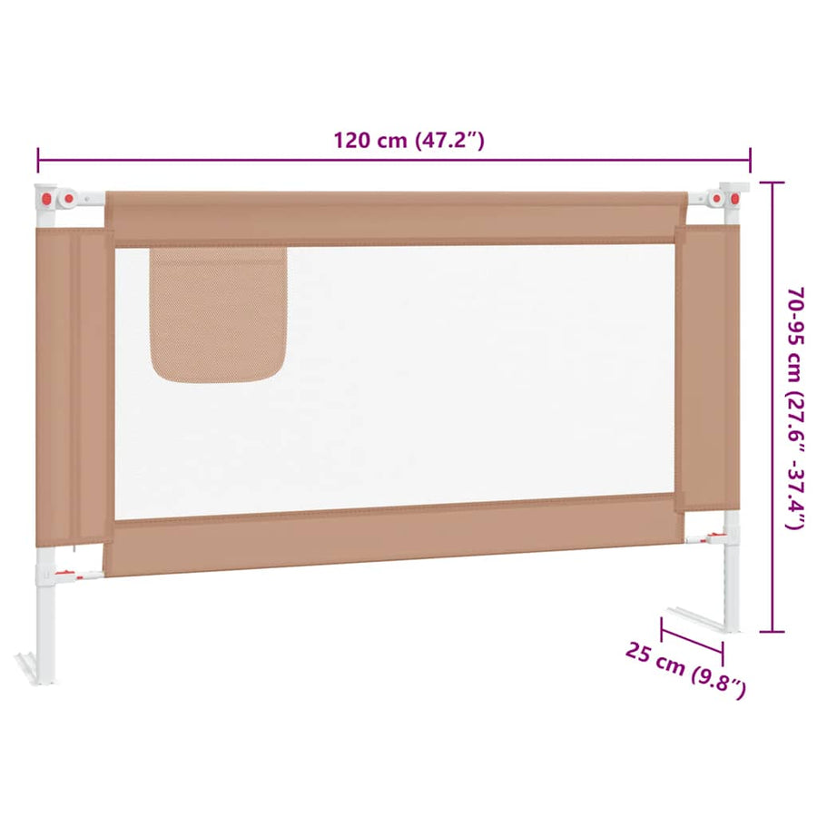 Toddler Safety Bed Rail Taupe 120x25 cm Fabric