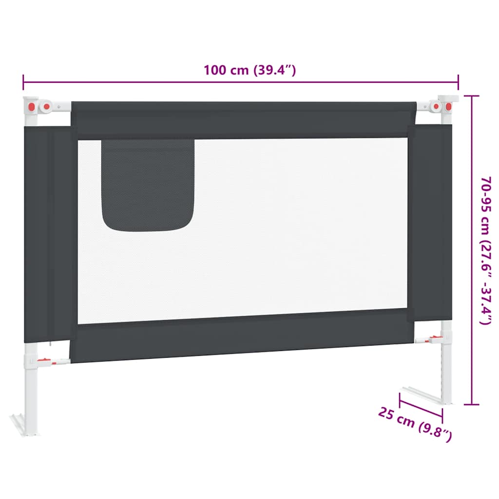 Toddler Safety Bed Rail Dark Grey 100x25 cm Fabric