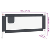 Toddler Safety Bed Rail Dark Grey 190x25 cm Fabric - Extra Image