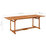Garden Dining Table 220x90x75 cm Solid Wood Acacia - Rear View