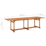Garden Dining Table 280x90x75 cm Solid Wood Acacia - Rear View