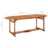 Garden Dining Table 220x90x75 cm Solid Wood Acacia - Rear View