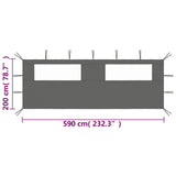 Gazebo Sidewall with Windows 6x2 m Anthracite - Top-Down View