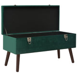 Bench with Storage Compartment Green 80 cm Velvet - Front View