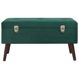 Bench with Storage Compartment Green 80 cm Velvet - Side View