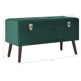 Bench with Storage Compartment Green 80 cm Velvet - Close-Up Angle