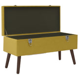 Bench with Storage Compartment Mustard Yellow 80 cm Velvet - Front View