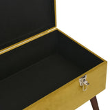 Bench with Storage Compartment Mustard Yellow 80 cm Velvet - 45-Degree Angle