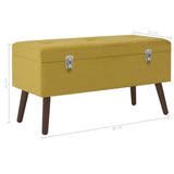 Bench with Storage Compartment Mustard Yellow 80 cm Velvet - Close-Up Angle