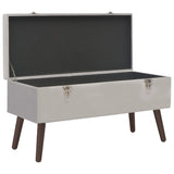 Bench with Storage Compartment Grey 80 cm Velvet - Front View