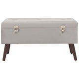 Bench with Storage Compartment Grey 80 cm Velvet - Side View