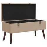 Bench with Storage Compartment Beige 80 cm Velvet - Front View