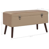 Bench with Storage Compartment Beige 80 cm Velvet - Close-Up Angle