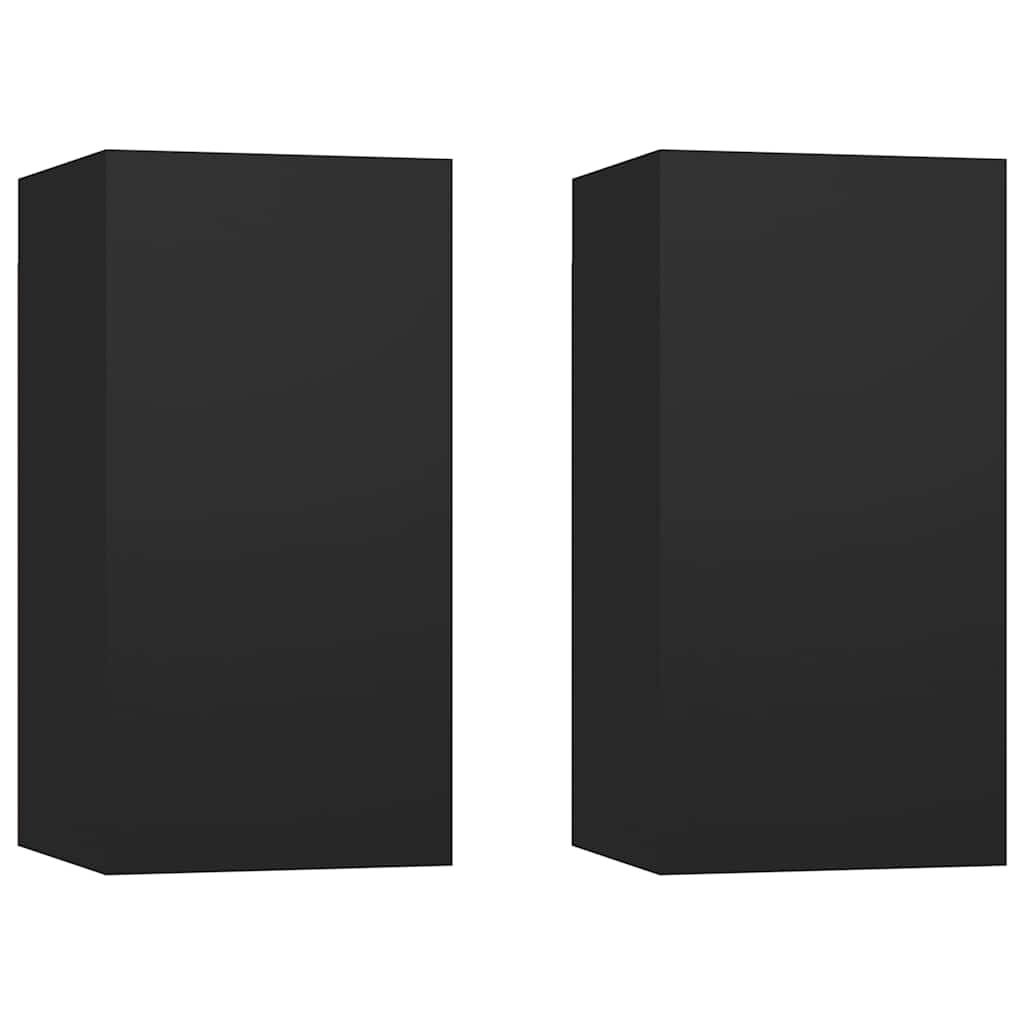 TV Cabinets 2 pcs Black 30.5x30x60 cm Engineered Wood