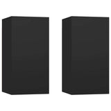 TV Cabinets 2 pcs Black 30.5x30x60 cm Engineered Wood - Front View