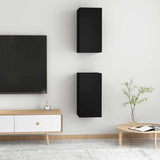 TV Cabinets 2 pcs Black 30.5x30x60 cm Engineered Wood - Side View