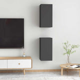 TV Cabinets 2 pcs Grey 30.5x30x60 cm Engineered Wood - Side View