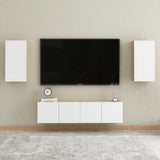 TV Cabinet White and Sonoma Oak 30.5x30x60 cm Engineered Wood - Rear View