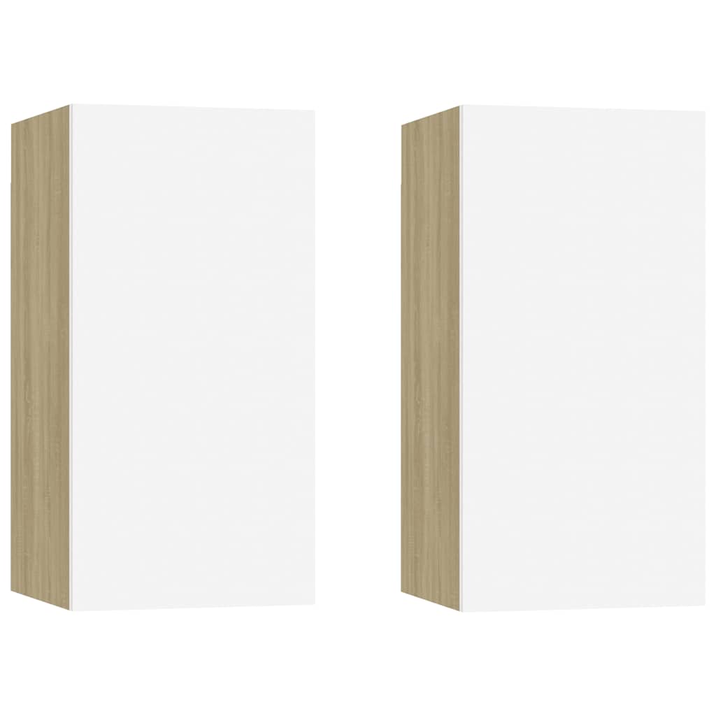 TV Cabinets 2 pcs White and Sonoma Oak 30.5x30x60 cm Engineered Wood