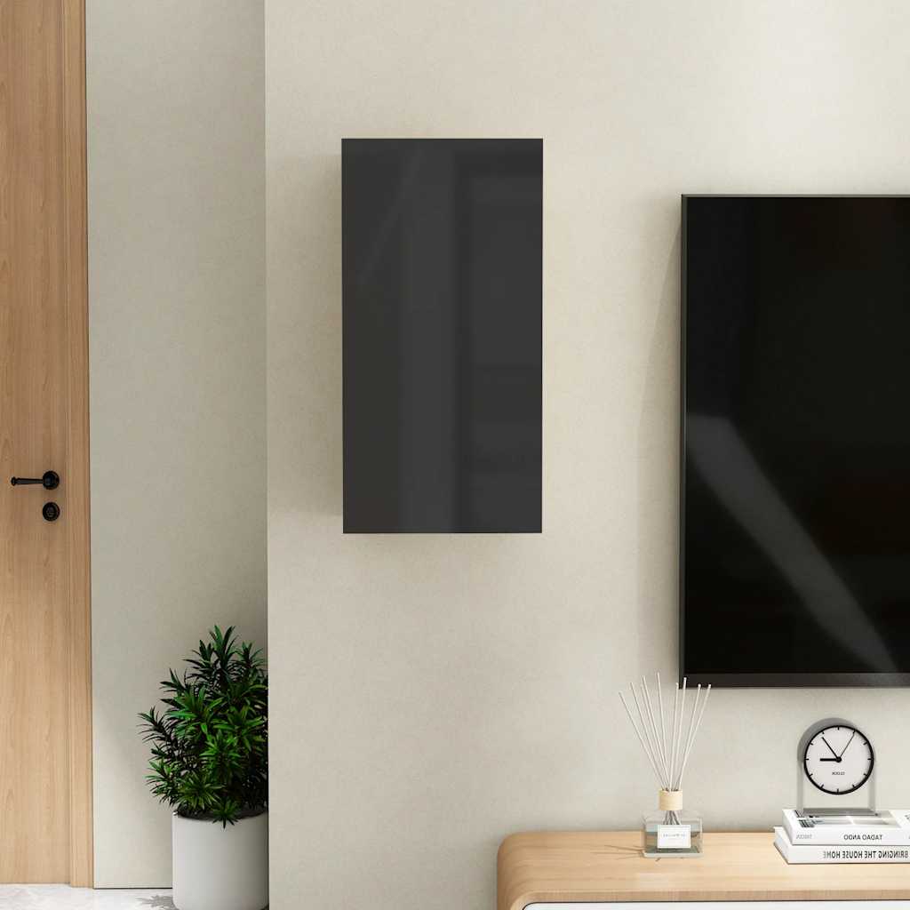 TV Cabinet High Gloss Black 30.5x30x60 cm Engineered Wood