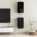 TV Cabinets 2 pcs High Gloss Black 30.5x30x60 cm Engineered Wood - Side View