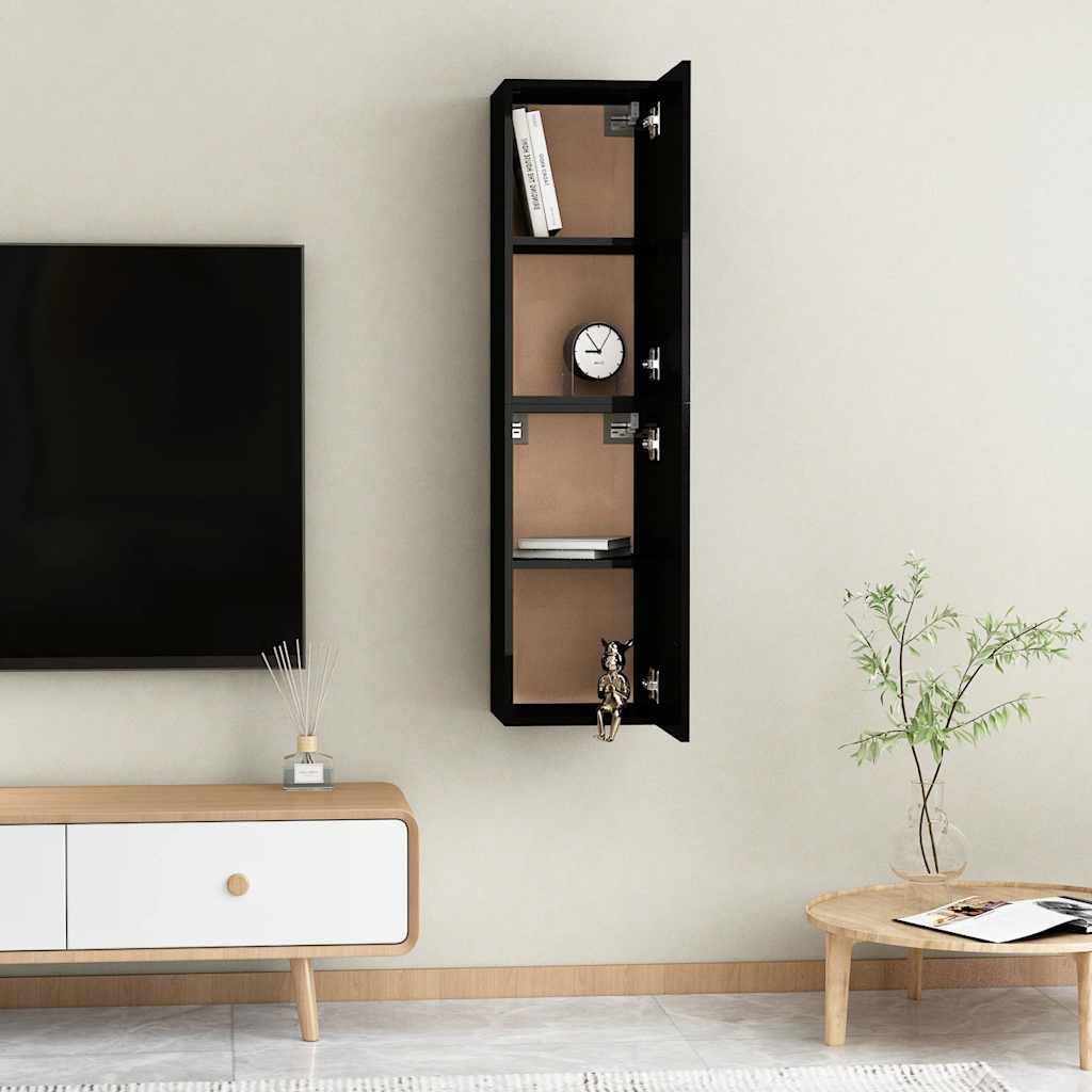 TV Cabinets 2 pcs High Gloss Black 30.5x30x60 cm Engineered Wood