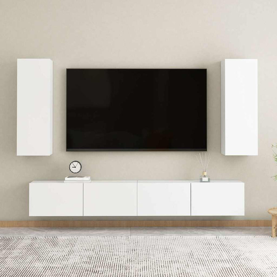 TV Cabinets 2 pcs White 30.5x30x90 cm Engineered Wood