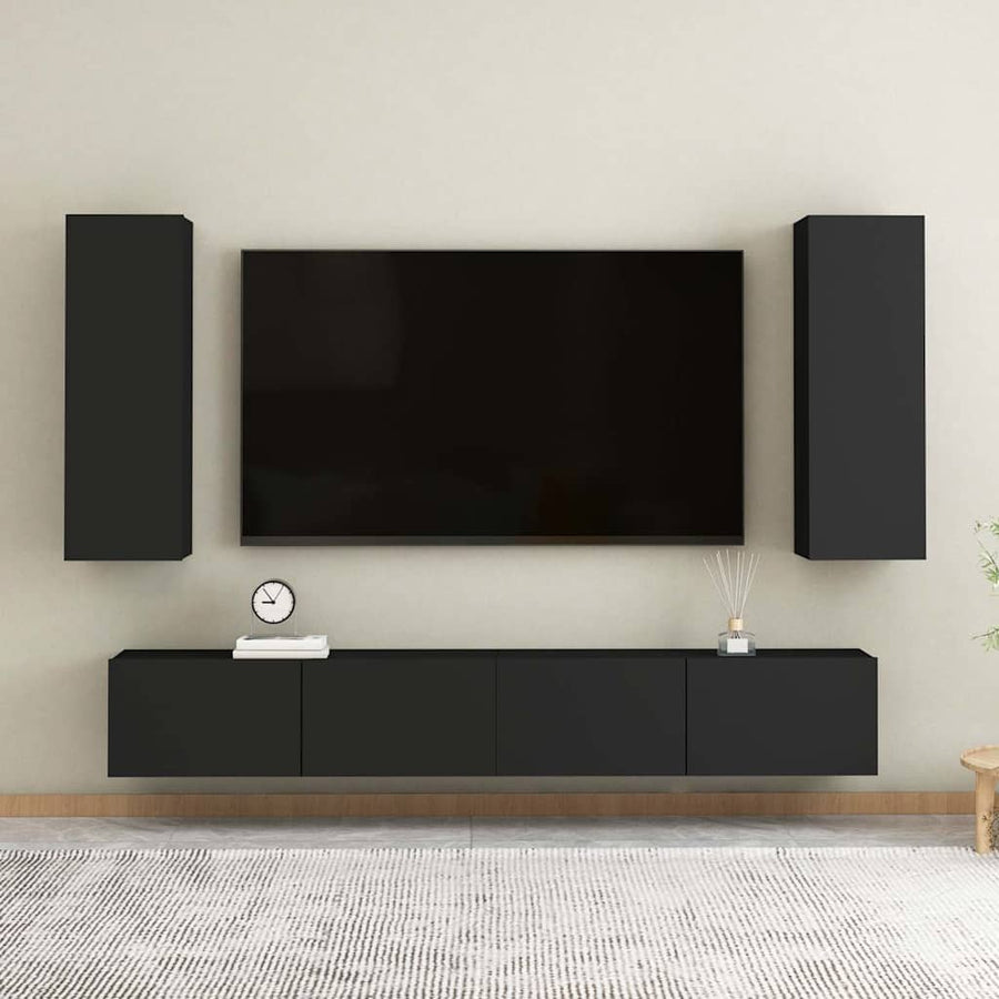 TV Cabinet Black 30.5x30x90 cm Engineered Wood
