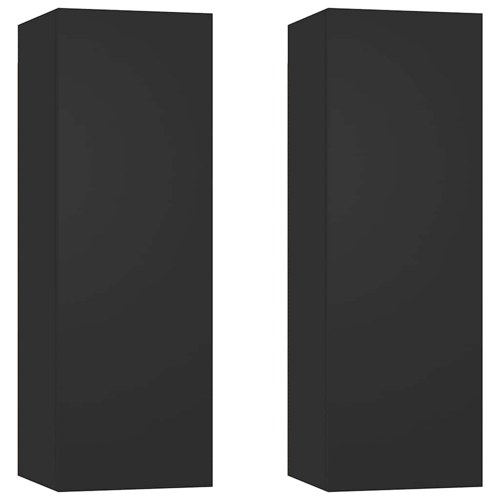 TV Cabinets 2 pcs Black 30.5x30x90 cm Engineered Wood