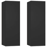 TV Cabinets 2 pcs Black 30.5x30x90 cm Engineered Wood