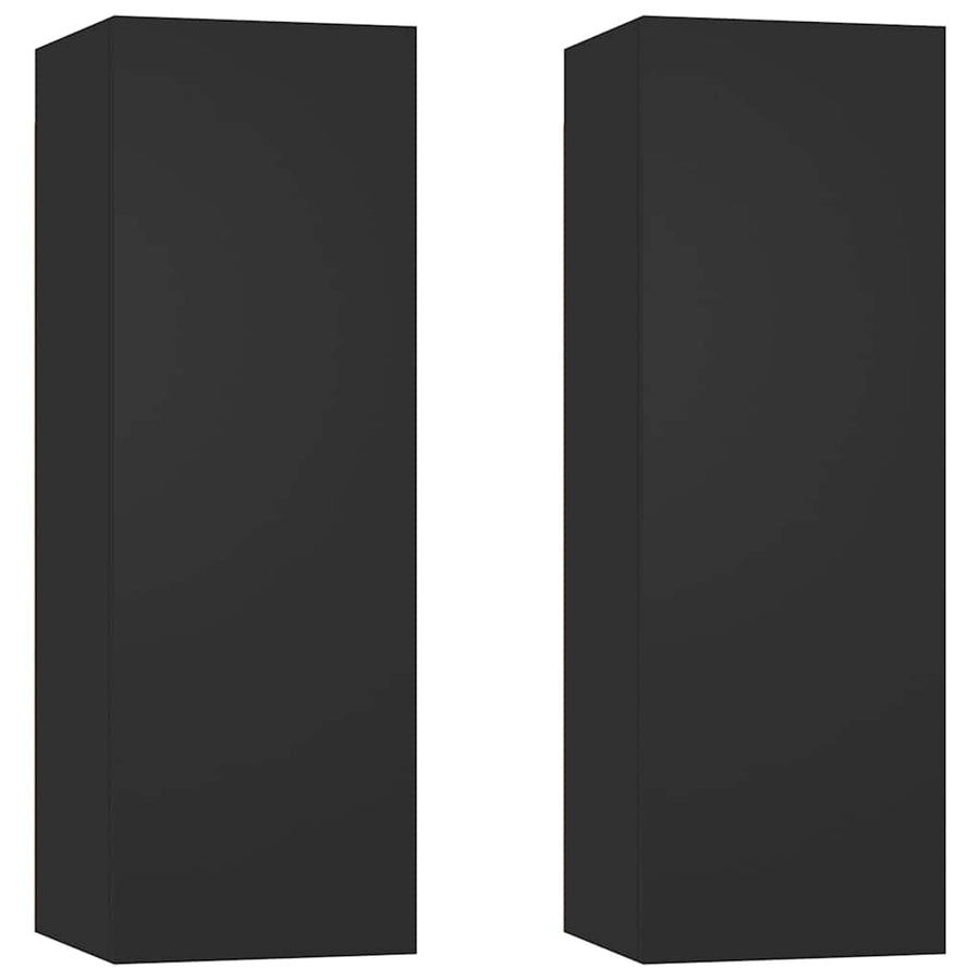TV Cabinets 2 pcs Black 30.5x30x90 cm Engineered Wood