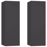 TV Cabinets 2 pcs Grey 30.5x30x90 cm Engineered Wood - Front View