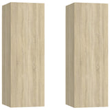 TV Cabinets 2 pcs Sonoma Oak 30.5x30x90 cm Engineered Wood - Front View