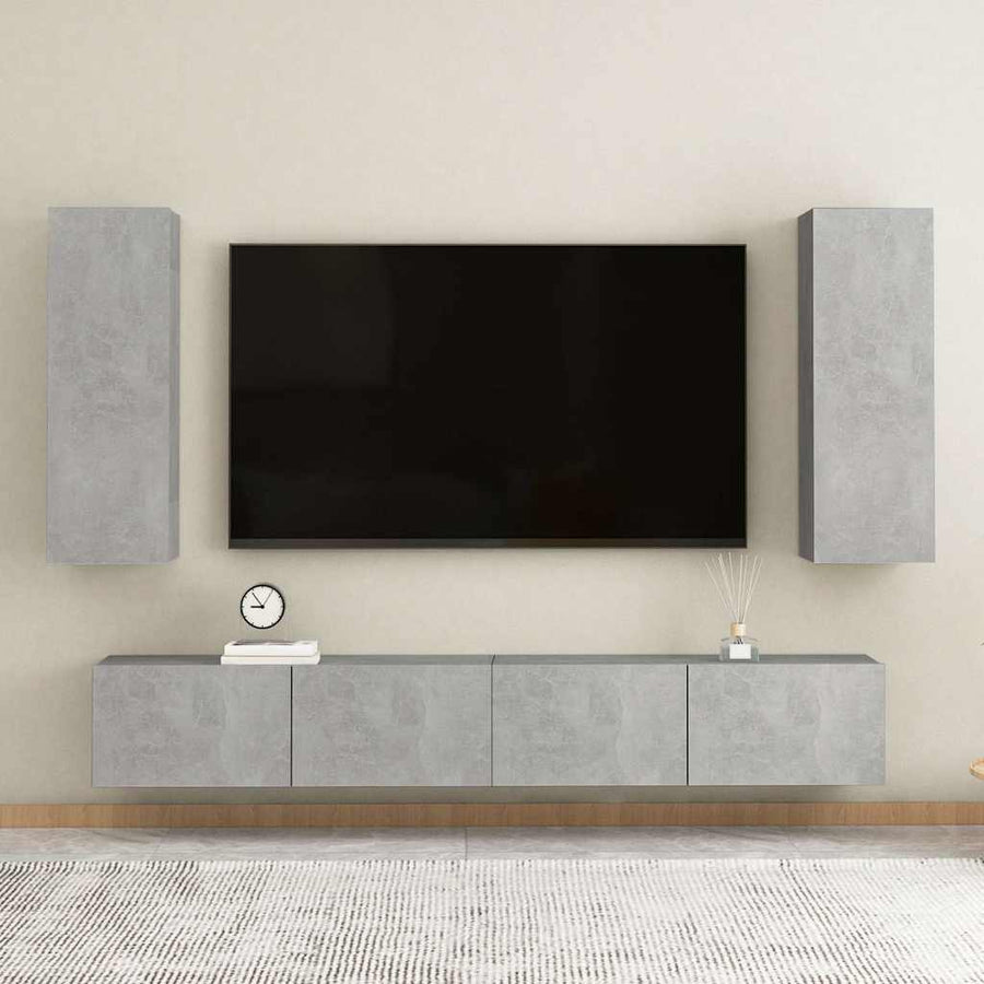 TV Cabinet Concrete Grey 30.5x30x90 cm Engineered Wood