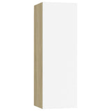 TV Cabinet White and Sonoma Oak 30.5x30x90 cm Engineered Wood - Front View